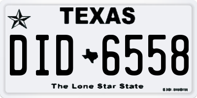 TX license plate DID6558