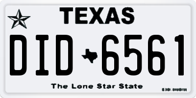 TX license plate DID6561