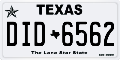 TX license plate DID6562
