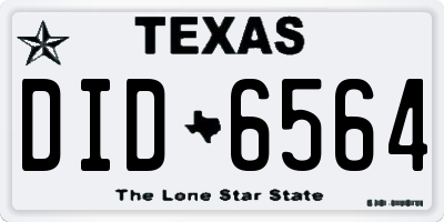 TX license plate DID6564