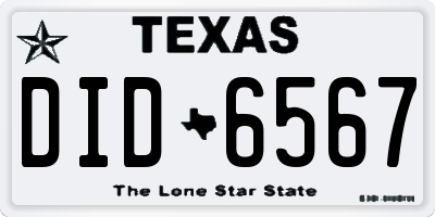 TX license plate DID6567
