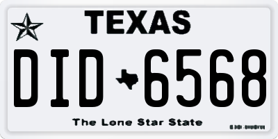 TX license plate DID6568