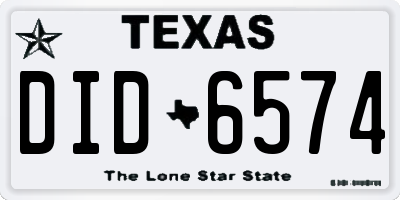 TX license plate DID6574