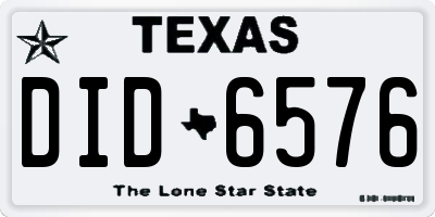TX license plate DID6576