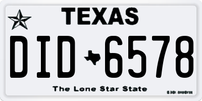 TX license plate DID6578