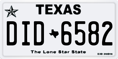 TX license plate DID6582