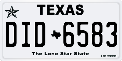 TX license plate DID6583