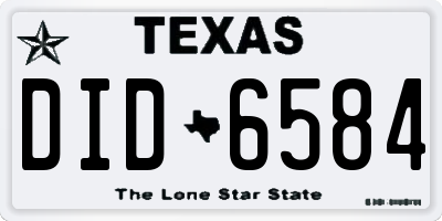 TX license plate DID6584