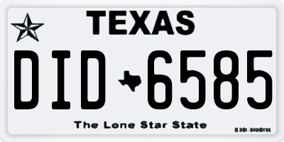 TX license plate DID6585