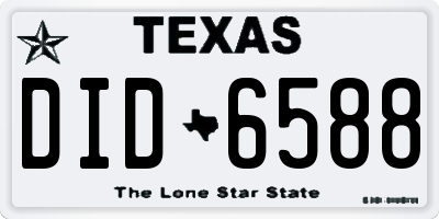 TX license plate DID6588