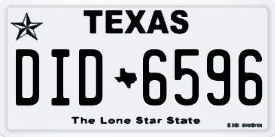 TX license plate DID6596