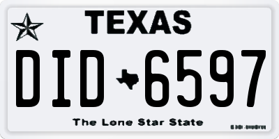TX license plate DID6597
