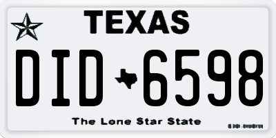TX license plate DID6598