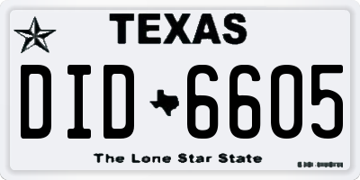 TX license plate DID6605
