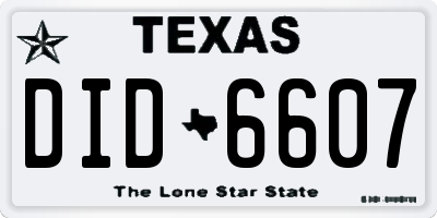 TX license plate DID6607