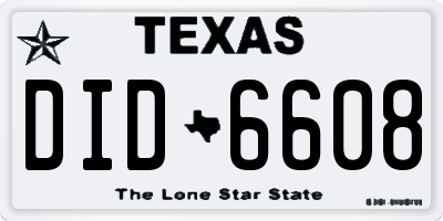 TX license plate DID6608