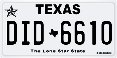 TX license plate DID6610