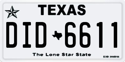 TX license plate DID6611