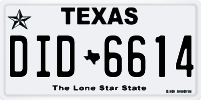 TX license plate DID6614