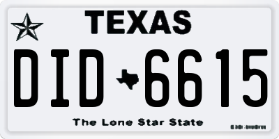 TX license plate DID6615