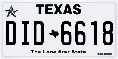 TX license plate DID6618
