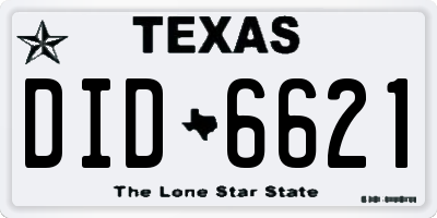 TX license plate DID6621