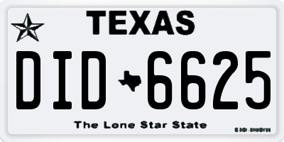 TX license plate DID6625