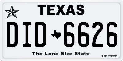 TX license plate DID6626