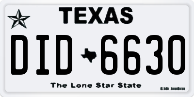 TX license plate DID6630