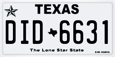 TX license plate DID6631