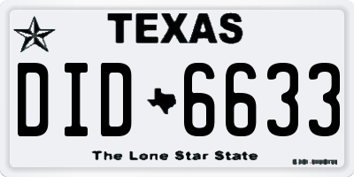 TX license plate DID6633