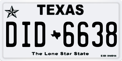 TX license plate DID6638