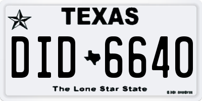 TX license plate DID6640