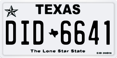 TX license plate DID6641