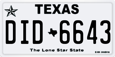 TX license plate DID6643