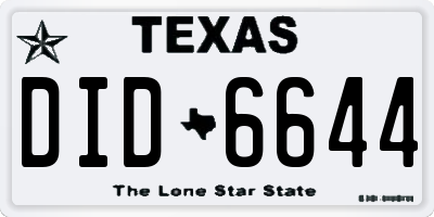 TX license plate DID6644
