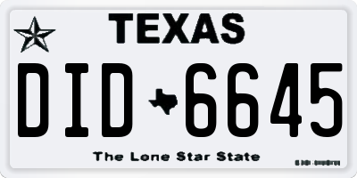 TX license plate DID6645