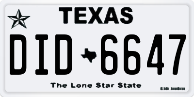 TX license plate DID6647