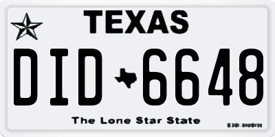 TX license plate DID6648
