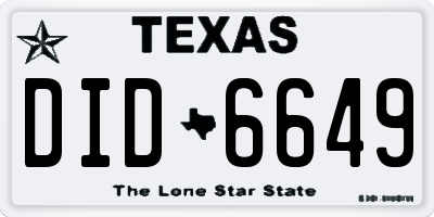 TX license plate DID6649