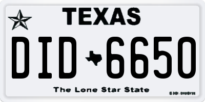 TX license plate DID6650