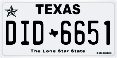 TX license plate DID6651