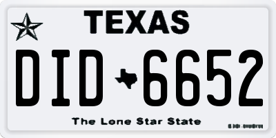 TX license plate DID6652