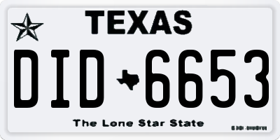 TX license plate DID6653
