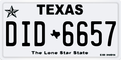 TX license plate DID6657