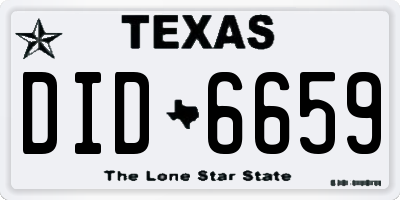 TX license plate DID6659
