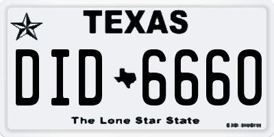 TX license plate DID6660