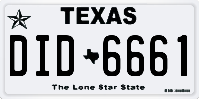 TX license plate DID6661