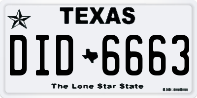 TX license plate DID6663