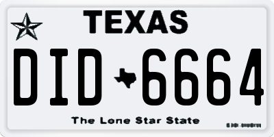 TX license plate DID6664